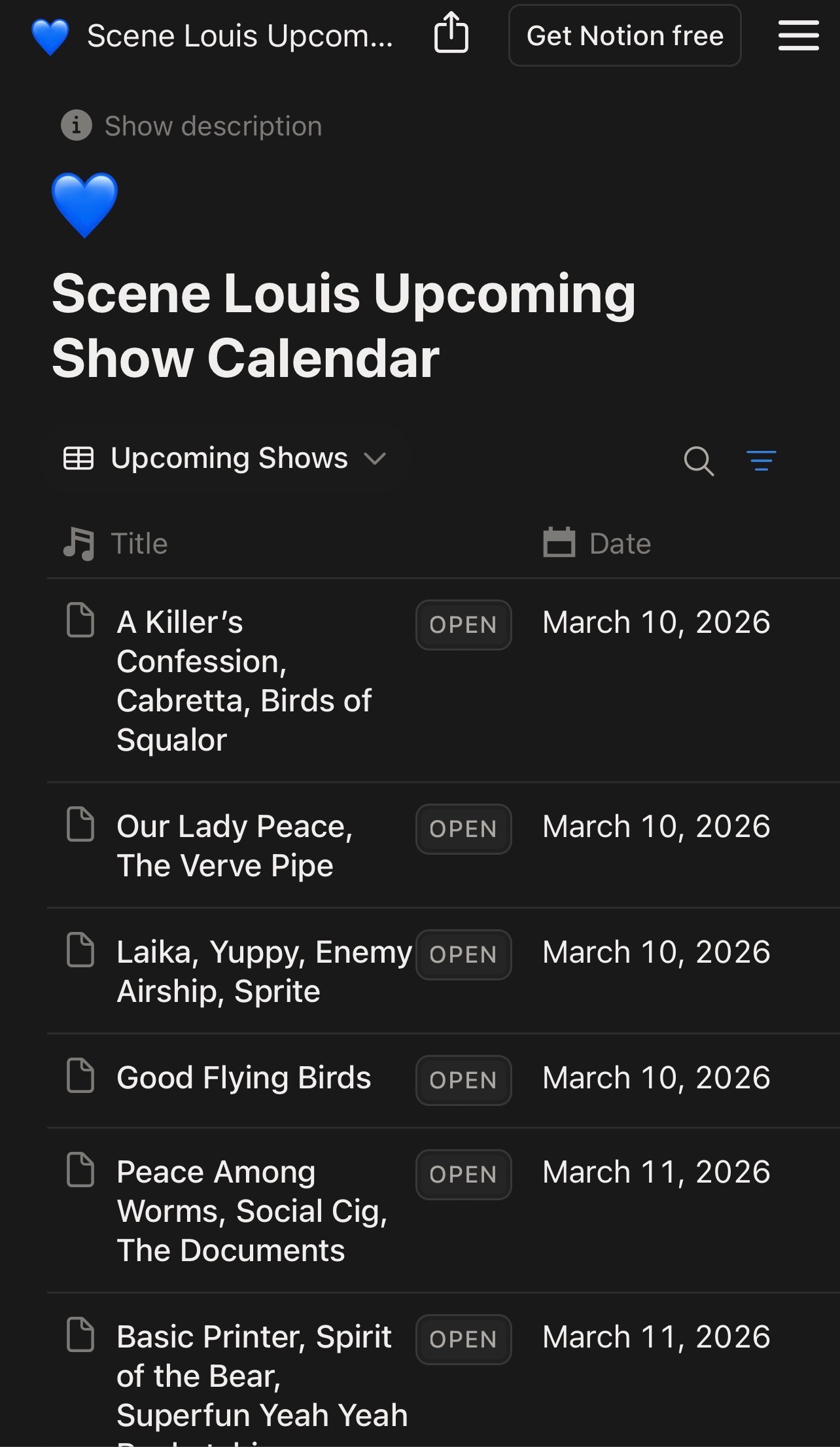 preview of the scene louis upcoming show calendar